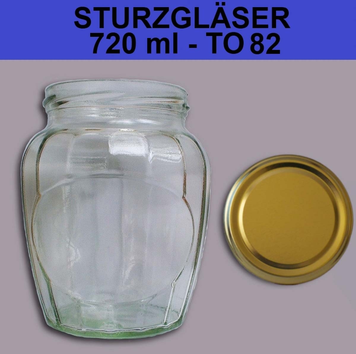 32 Stück X 720 ml Einmachgläser • Einkochgläser mit Schraubdeckel TO 82 mm Gold 